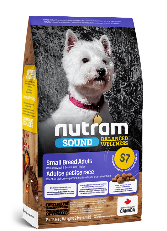 Nourriture pour chiens adultes Petites Races Nutram S7 4.4 Lb
