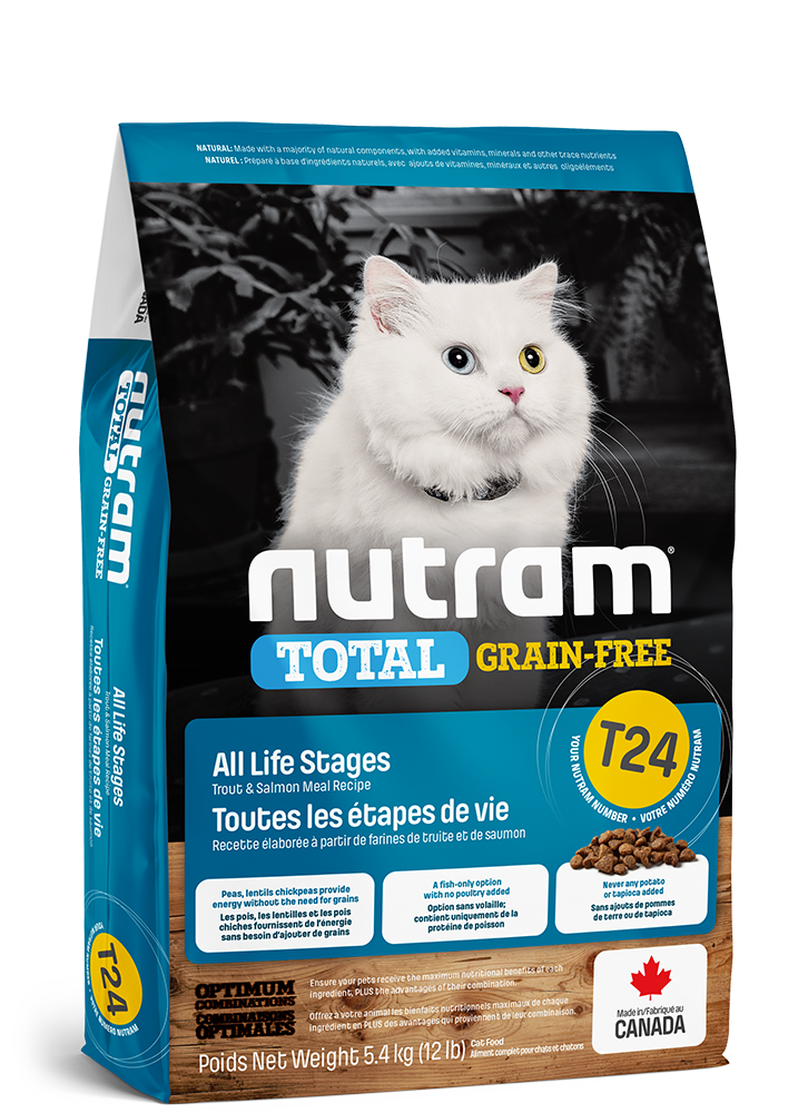 Nutram - Nourriture chats - Sans Grains T24 - Truite et Saumon